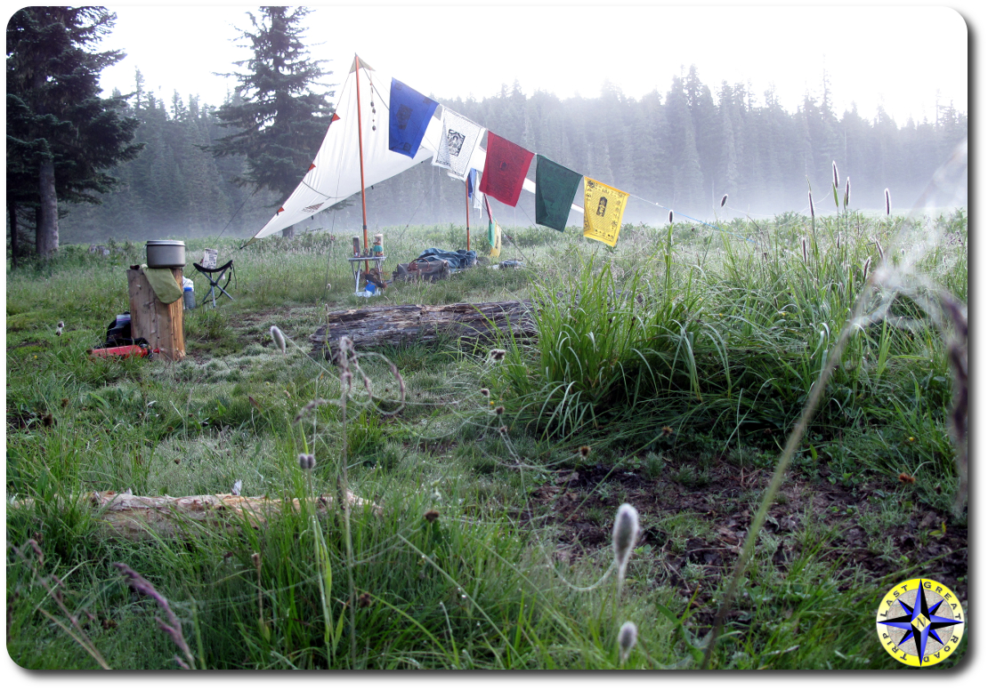 sunrise camp prayer flags