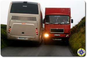 2 trucks passing ireland road